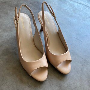 Cole Haan Nude Open-Toe Slingback Pump, sz 8.5